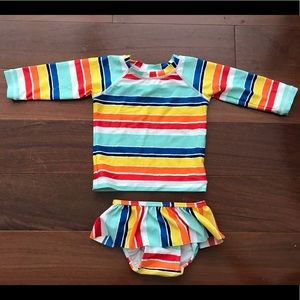 Hanna Andersson striped toddler girls swim suit
